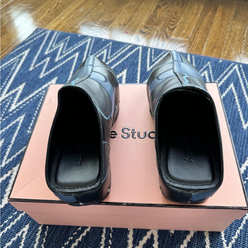 Acne Studios Black and Blue Mules - Picture 5 of 6